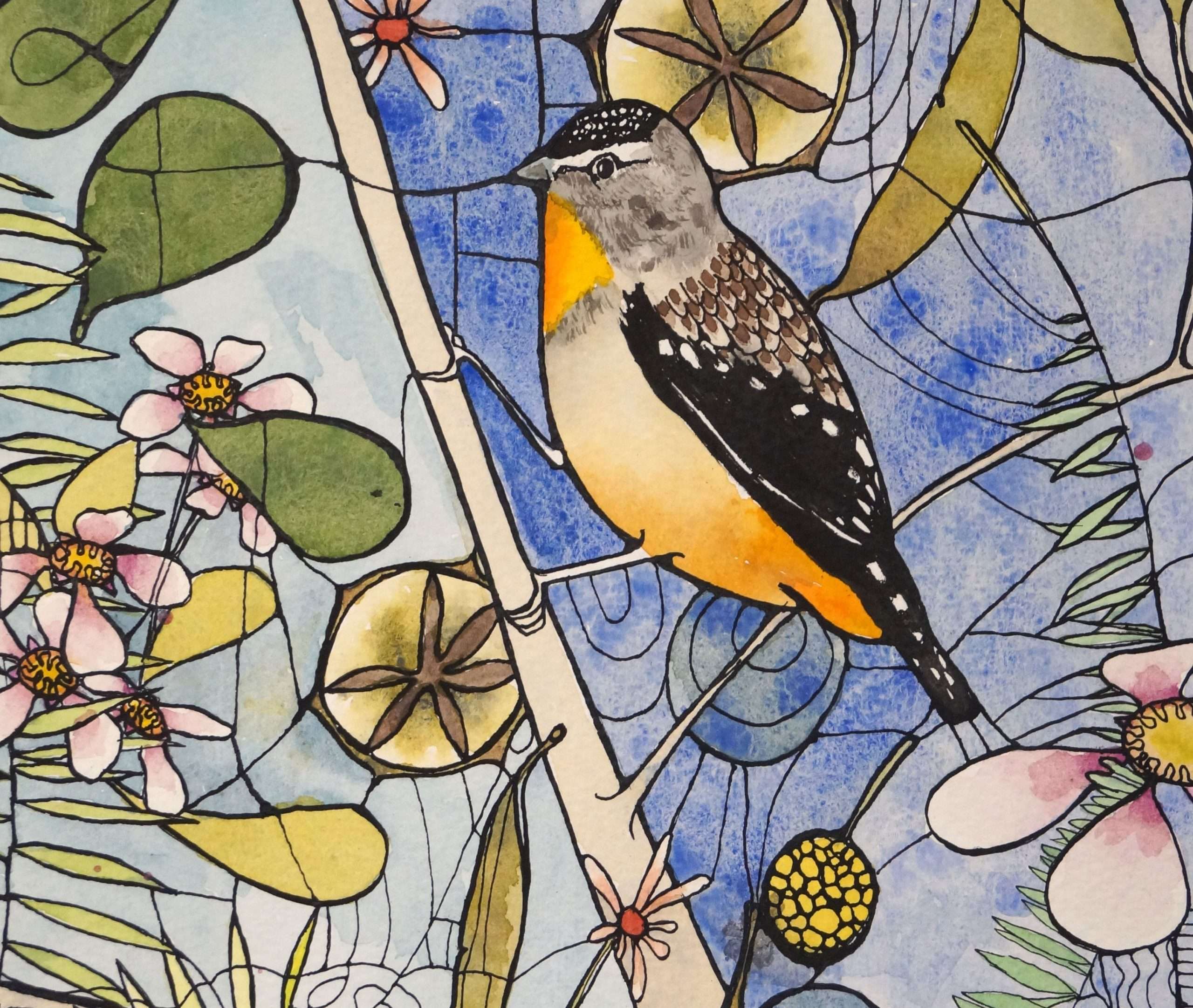 Fine Art Print Tea Tree and Pardalote Giclee Limited Edition Reproduction